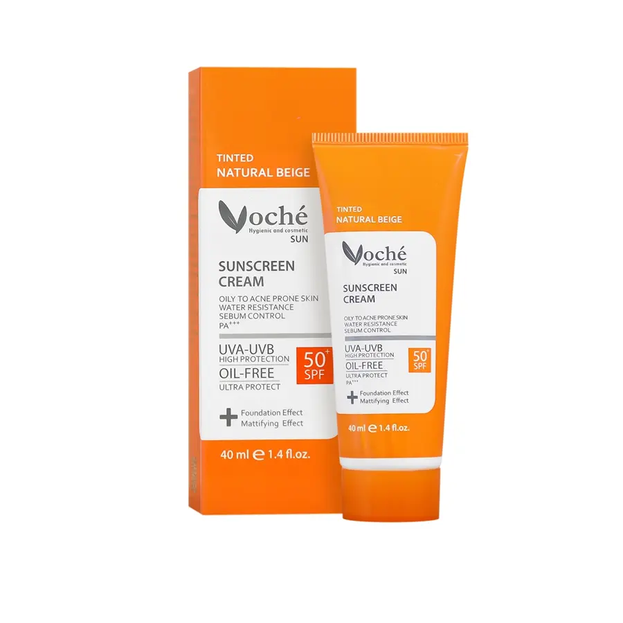 کرم ضد آفتاب رنگی SPF50 پوست چرب و مستعد آکنه بژ طبیعی وچه
